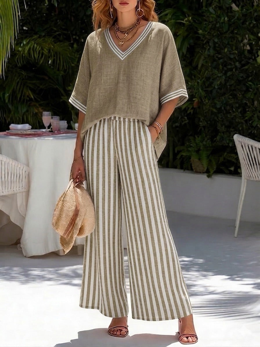 Amelia | Conjunto Rayas Lino & Algodón Chic