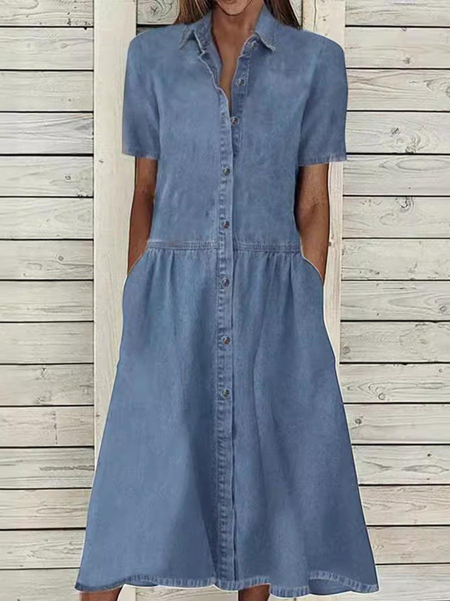 Carolina | Vestido Vaquero de Manga Corta