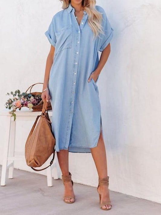 Karen | Vestido Camisero de Denim Ligero