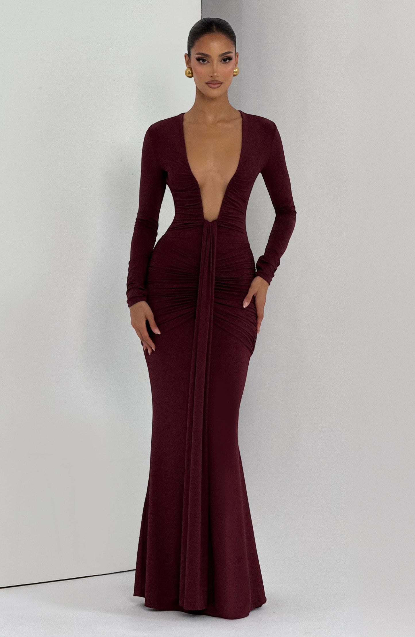 Vestido largo Tara - Lacado cereza