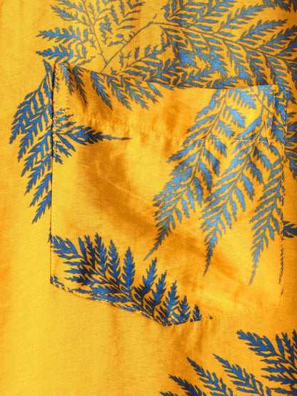 Camisa Hawaiana de Algodón con Estampado Tropical de Hojas