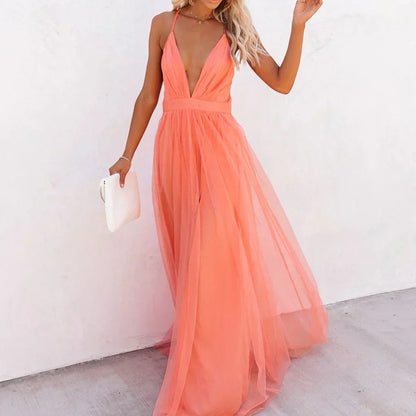 Lumire - Vestido largo en color coral