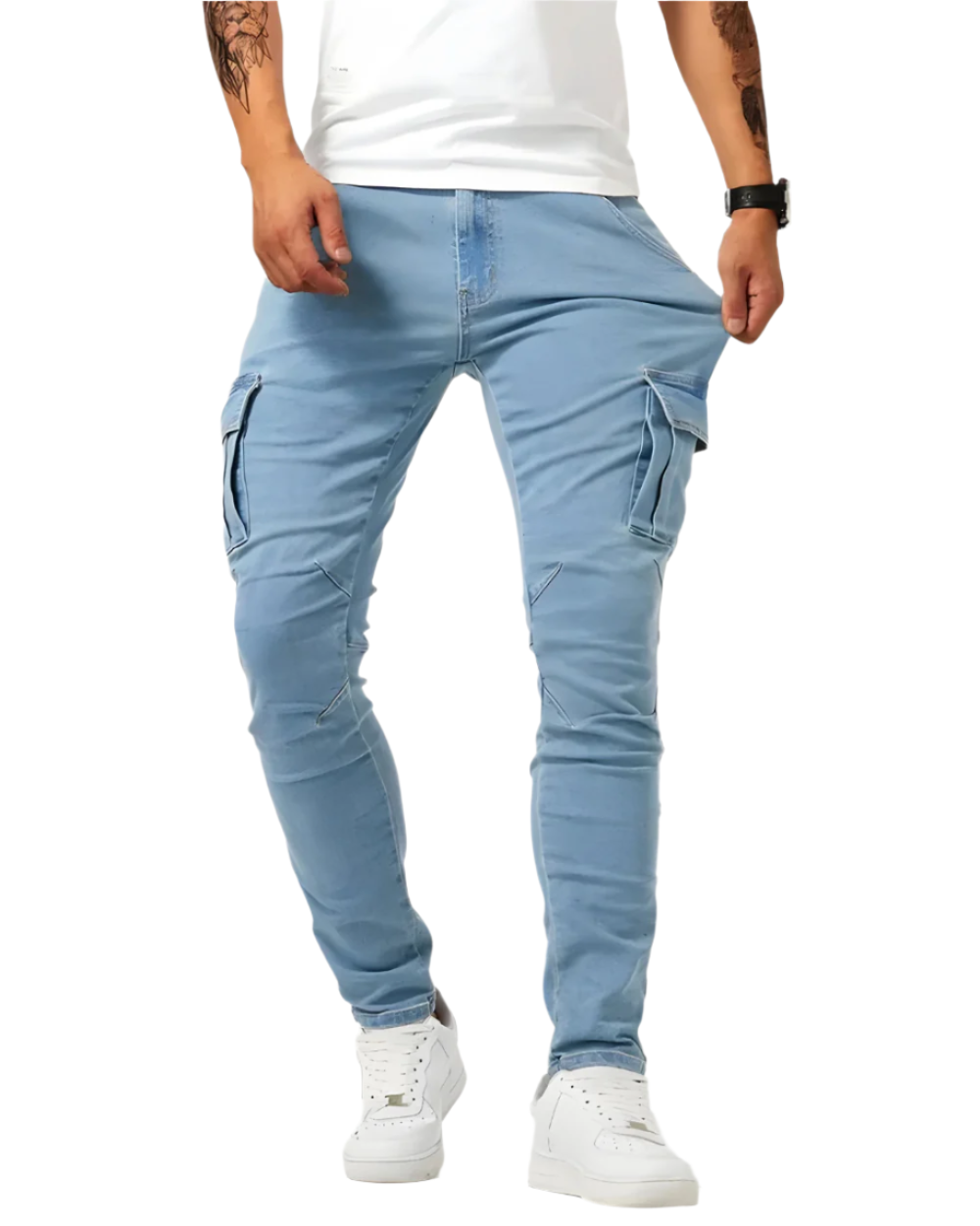 Pantalones cargo elásticos azul marino