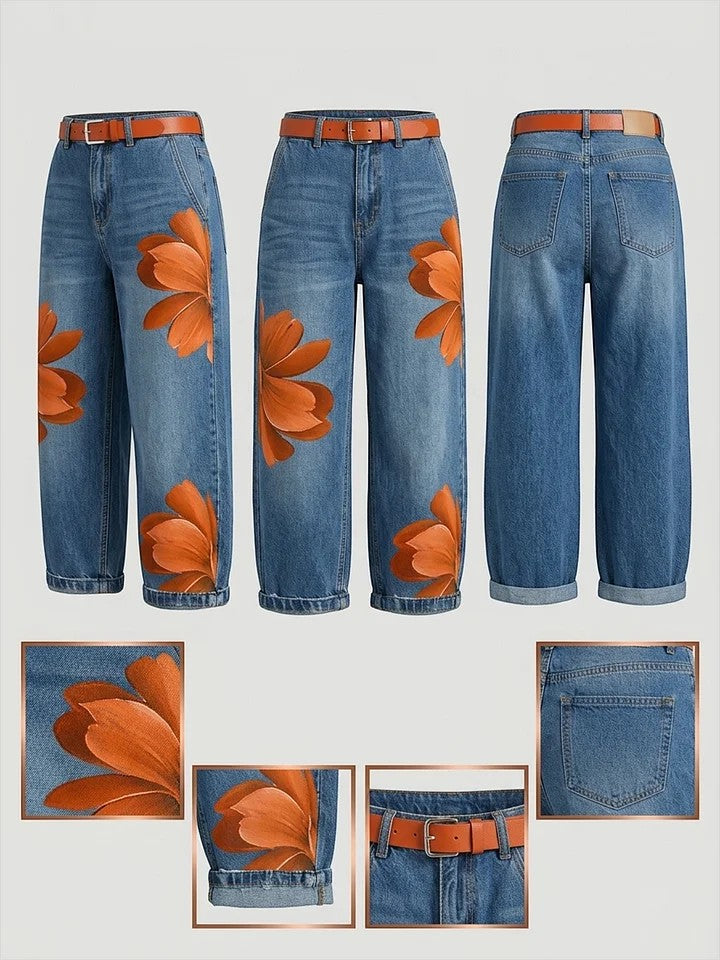 Maud | Conjunto de Camisa Larga y Jeans Florales