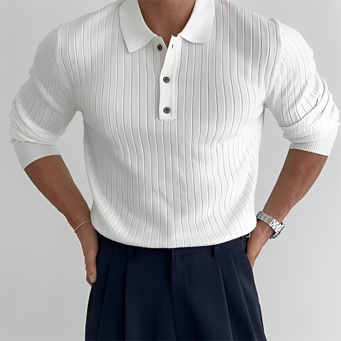 Raphael - camisa de manga larga con cuello tipo revers para hombre