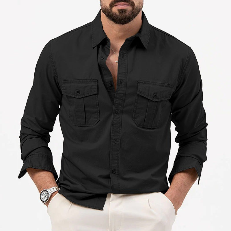Dennis - camisa clásica de manga larga con bolsillos para hombre
