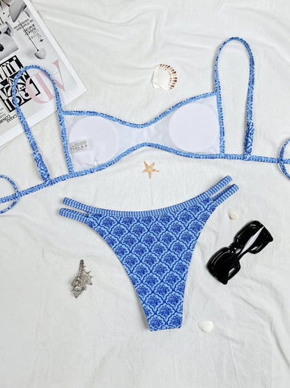 Bikini de Dos Piezas con Espalda Descubierta y Lazos