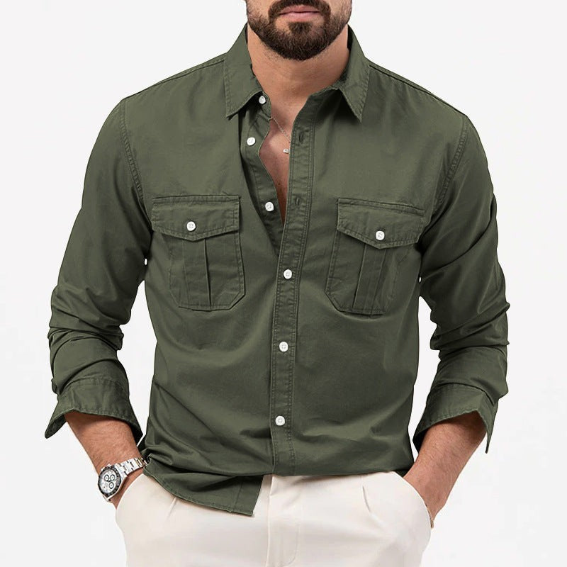 Dennis - camisa clásica de manga larga con bolsillos para hombre