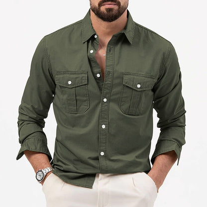 Dennis - camisa clásica de manga larga con bolsillos para hombre