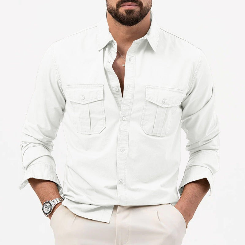 Dennis - camisa clásica de manga larga con bolsillos para hombre