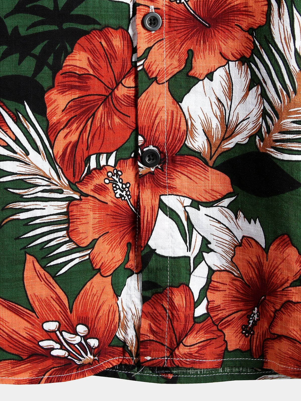 Camisa Tropical Hawaiana Verde de Algodón y Estampado Floral