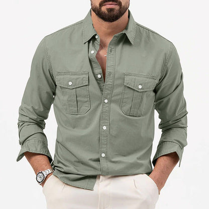 Dennis - camisa clásica de manga larga con bolsillos para hombre