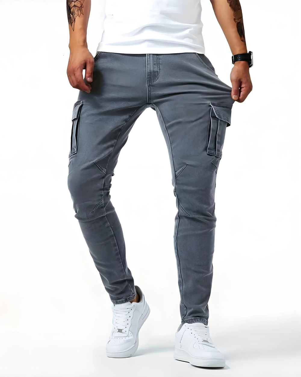 Pantalones cargo elásticos azul marino