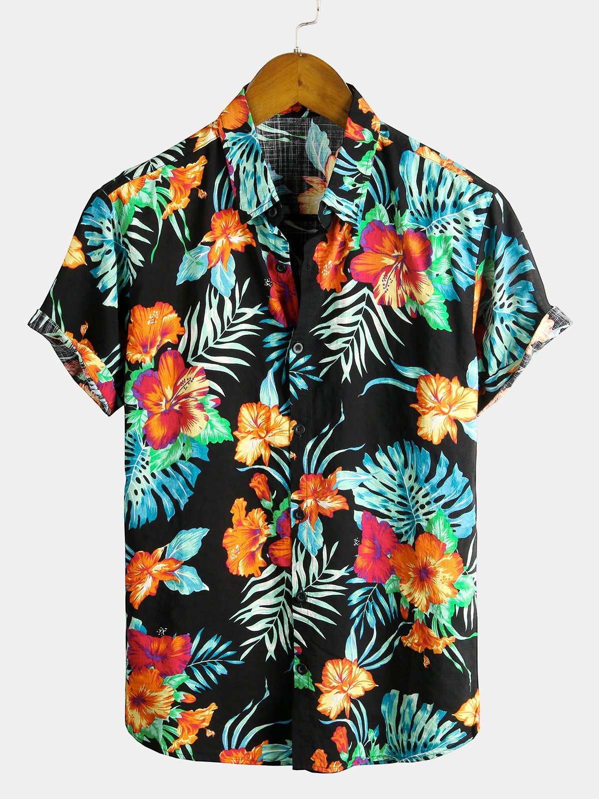 Camisa Tropical Hawaiana de Algodón y Estampado Floral