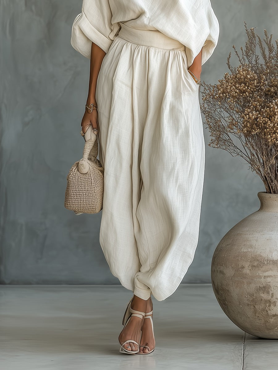 Lisa | Top Suave de Hombros Descubiertos y Pantalones Tapered