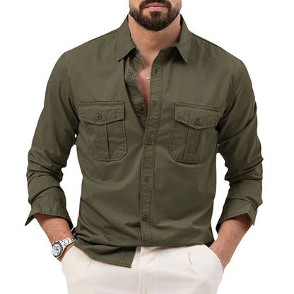 Dennis - camisa clásica de manga larga con bolsillos para hombre
