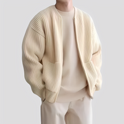 Willy - cárdigan de punto largo con cremallera para hombre