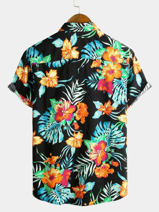 Camisa Tropical Hawaiana de Algodón y Estampado Floral