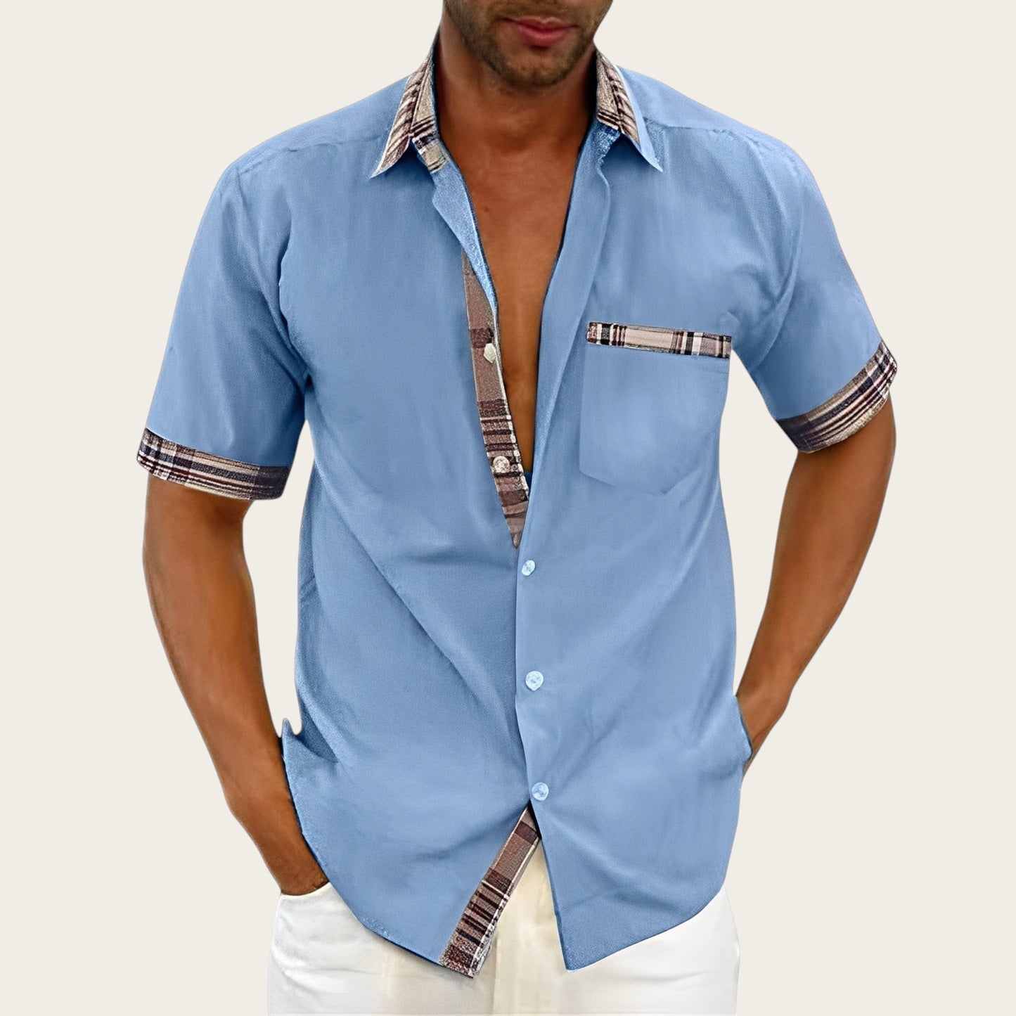 Marvin - Camisa Casual de Manga Corta para Hombres