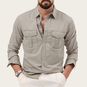 Dennis - camisa clásica de manga larga con bolsillos para hombre