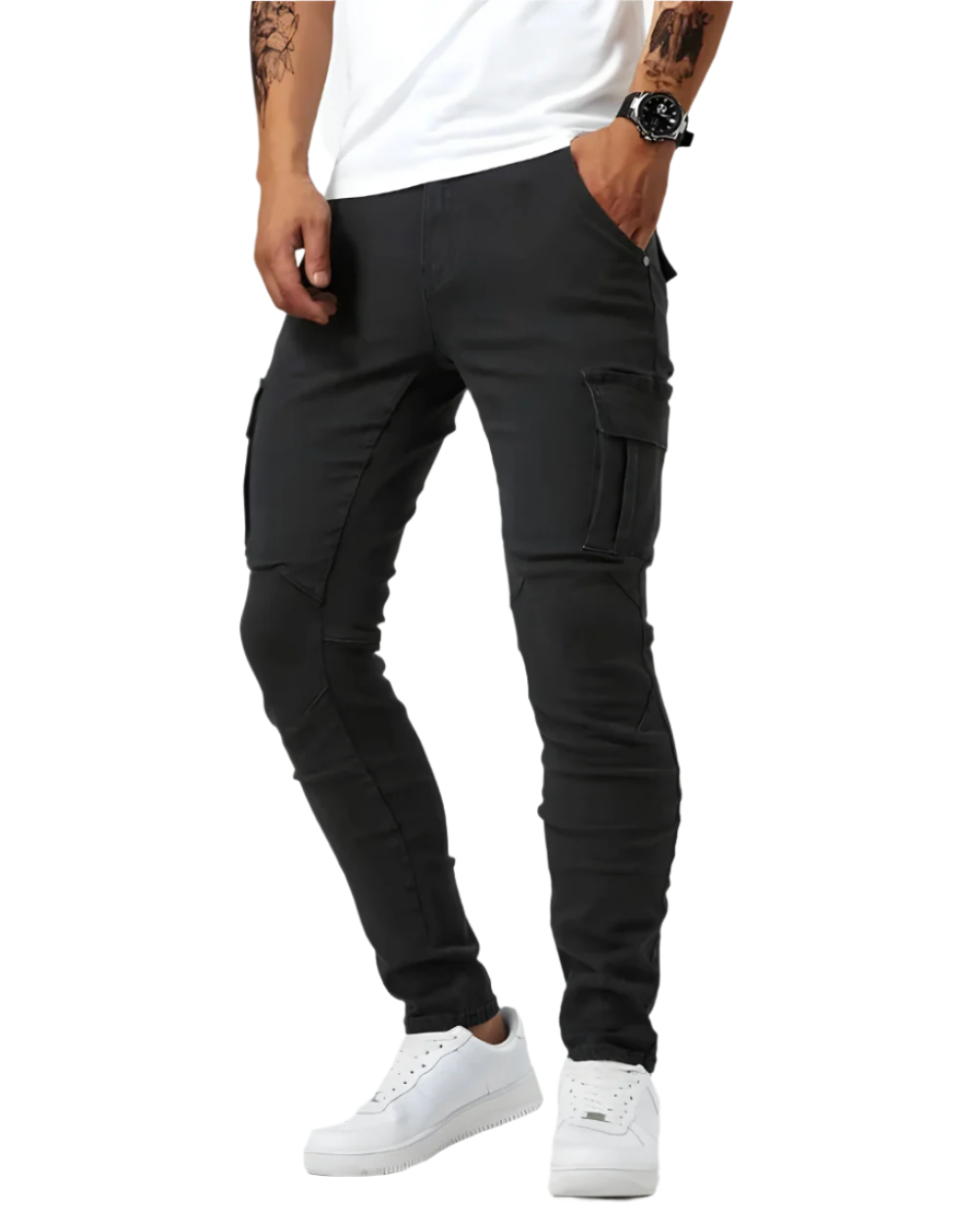 Pantalones cargo elásticos azul marino