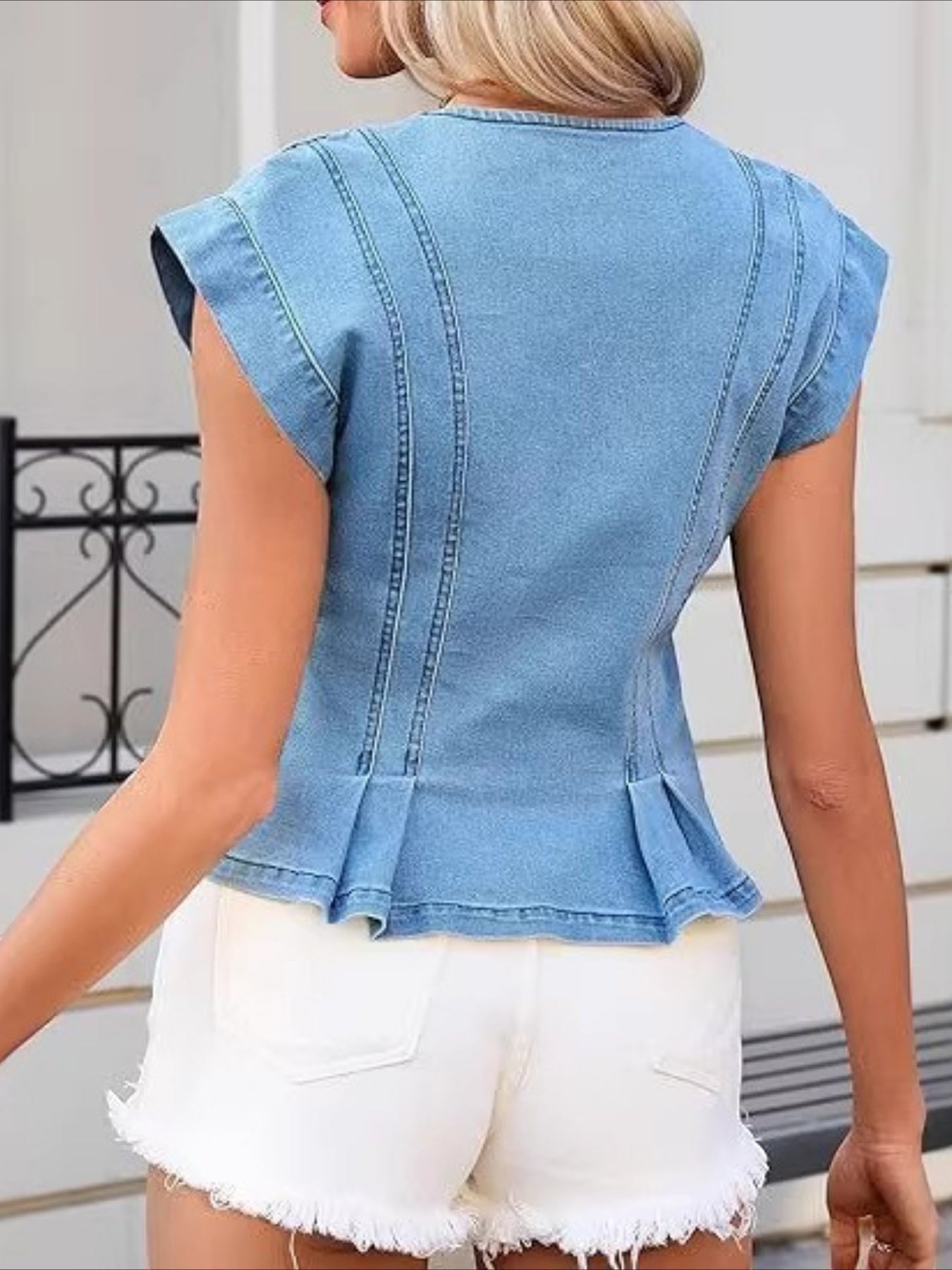 Vera | Top Denim con Escote en V