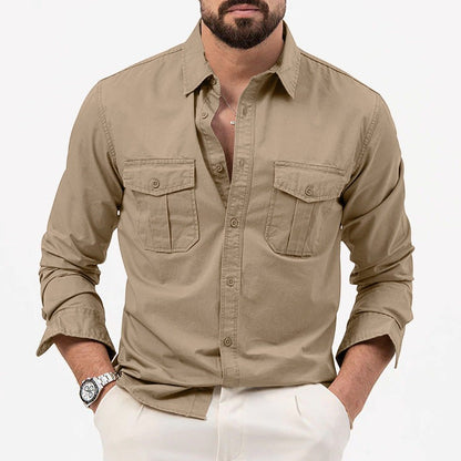 Dennis - camisa clásica de manga larga con bolsillos para hombre