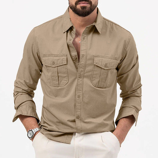 Dennis - camisa clásica de manga larga con bolsillos para hombre