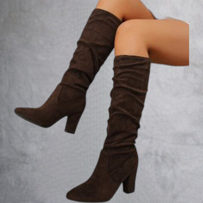 Botas elegantes de tacón alto en color sólido para mujeres