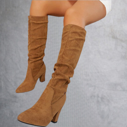 Botas elegantes de tacón alto en color sólido para mujeres