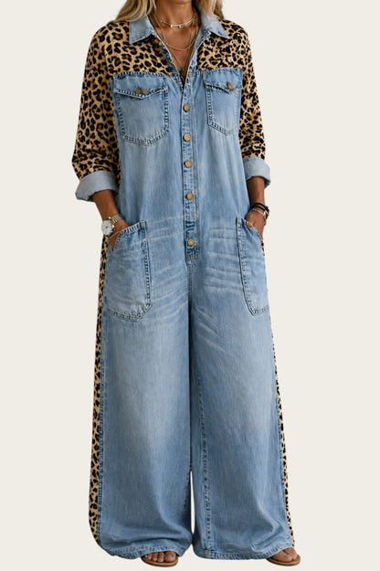 Amanda | Mono Vaquero Tipo Camisa de Una Pieza
