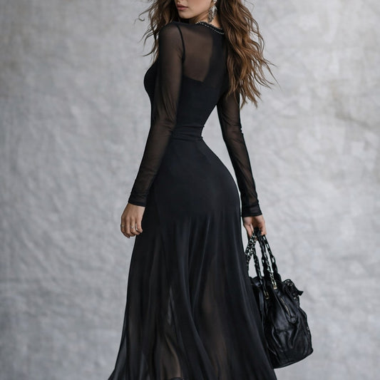 Sofi - Vestido largo holgado de tul negro