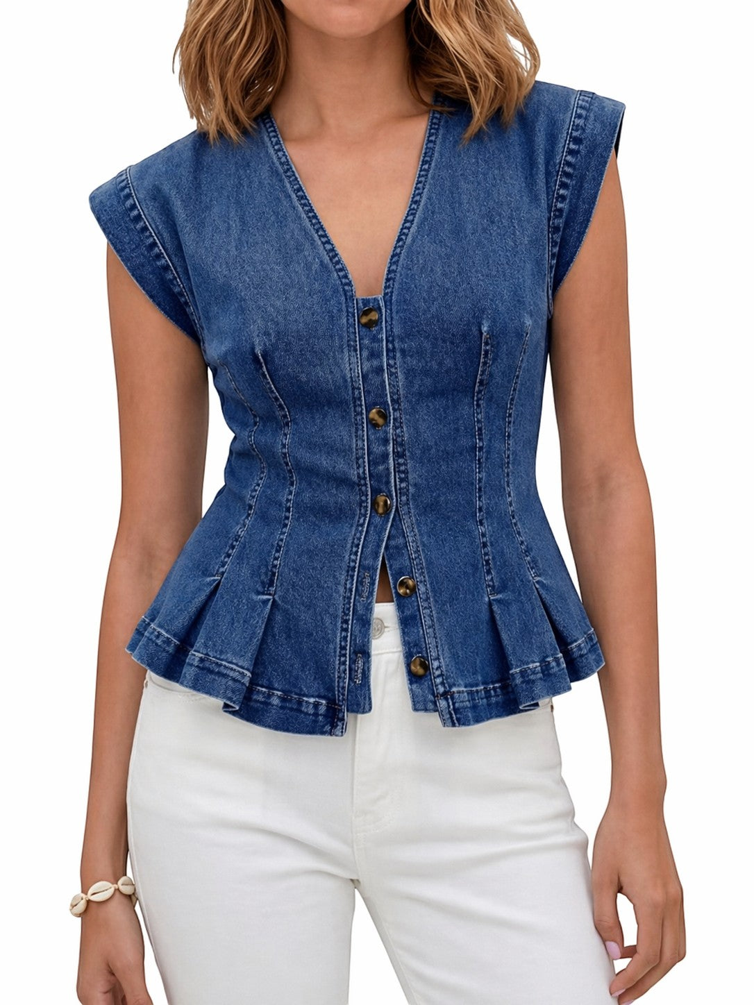 Vera | Top Denim con Escote en V