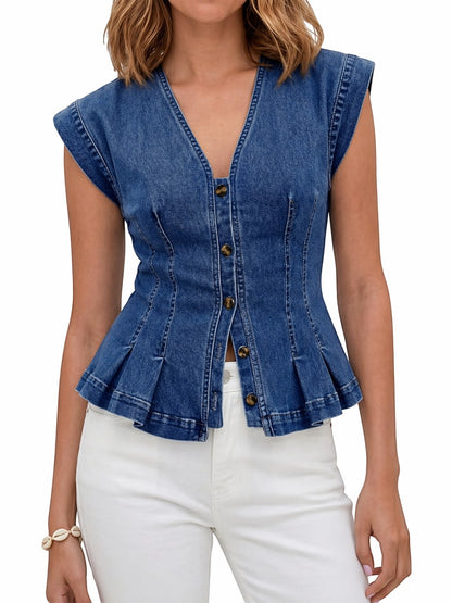 Vera | Top Denim con Escote en V