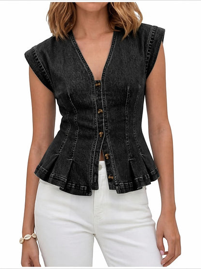 Vera | Top Denim con Escote en V