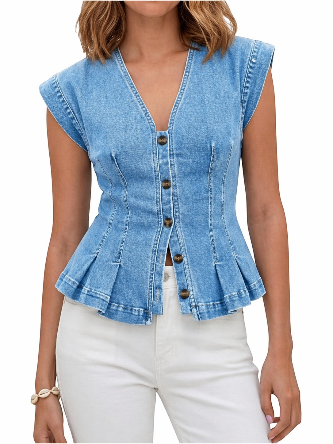 Vera | Top Denim con Escote en V