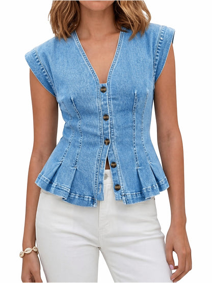 Vera | Top Denim con Escote en V