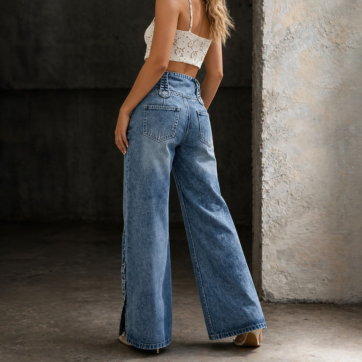 Mía | Jeans de Tiro Alto con Abertura