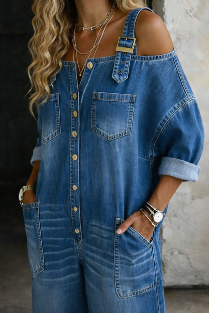Sofía | Mono Denim con Hombros Descubiertos