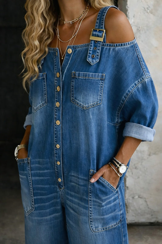 Sofía | Mono Denim con Hombros Descubiertos