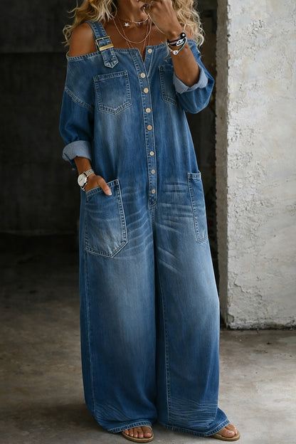 Sofía | Mono Denim con Hombros Descubiertos