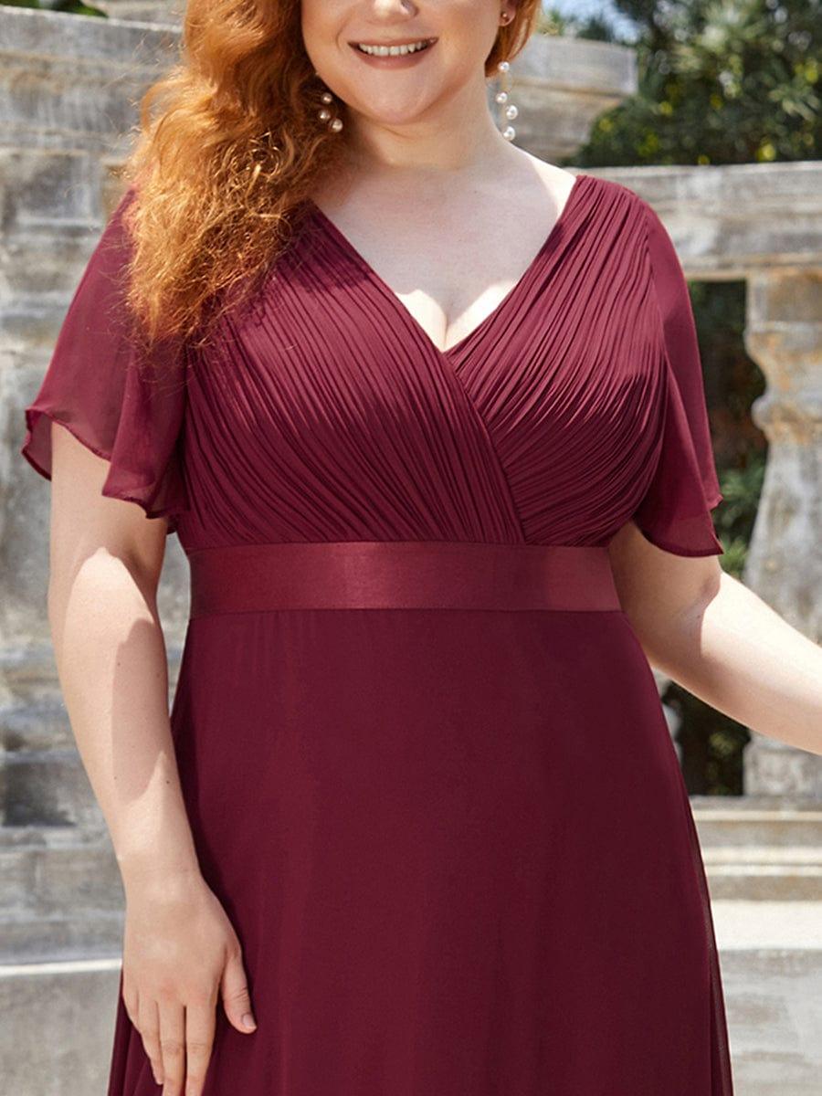 Monica™ | Vestido Largo de Chifón con Escote en V y Mangas de Volantes