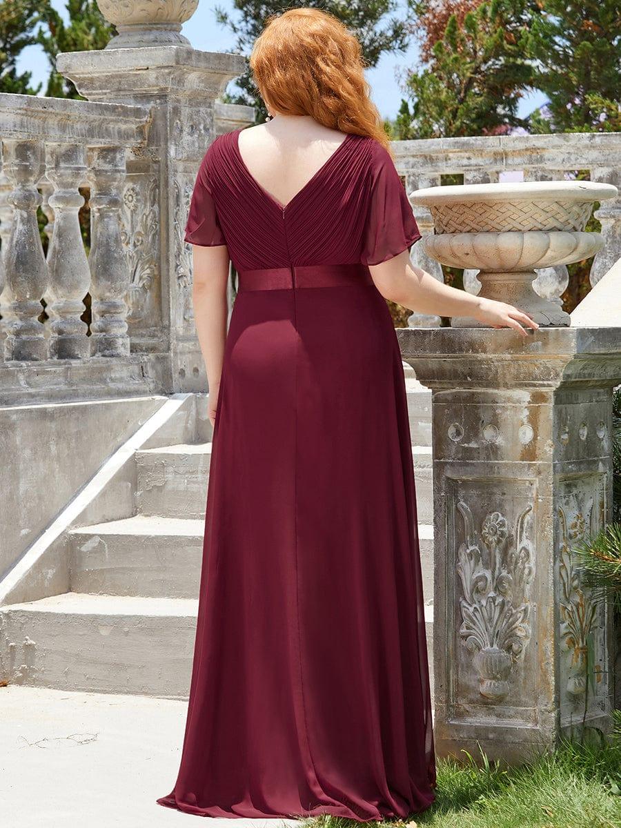 Monica™ | Vestido Largo de Chifón con Escote en V y Mangas de Volantes