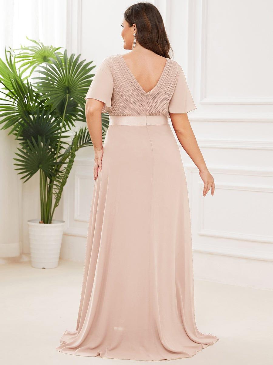 Monica™ | Vestido Largo de Chifón con Escote en V y Mangas de Volantes
