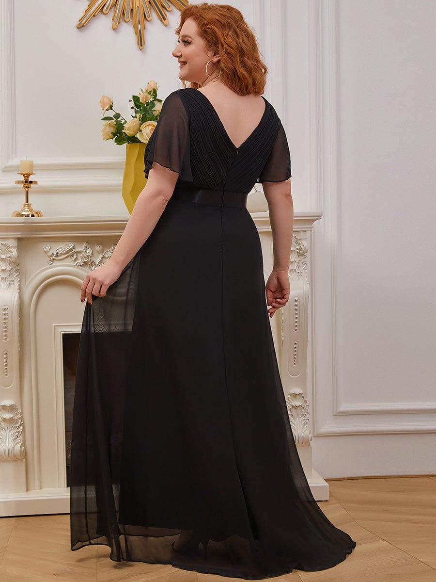 Monica™ | Vestido Largo de Chifón con Escote en V y Mangas de Volantes