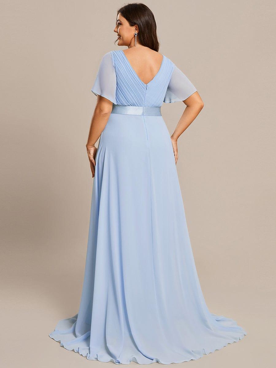 Monica™ | Vestido Largo de Chifón con Escote en V y Mangas de Volantes