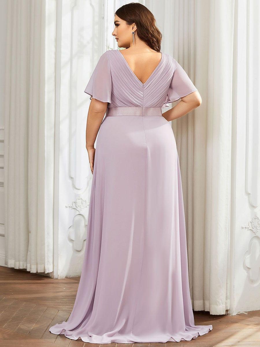 Monica™ | Vestido Largo de Chifón con Escote en V y Mangas de Volantes