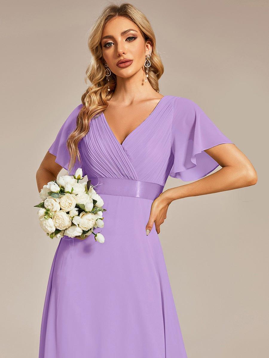 Monica™ | Vestido Largo de Chifón con Escote en V y Mangas de Volantes