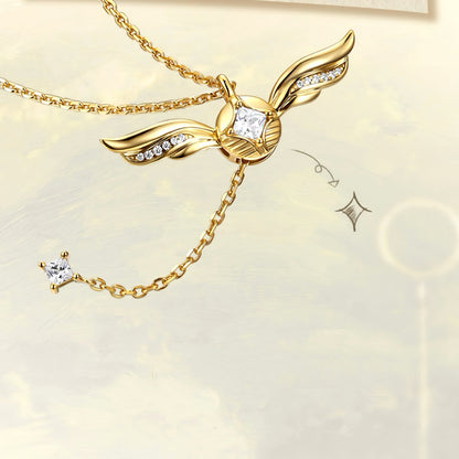 Collar Lariat Brillante De Alas Doradas