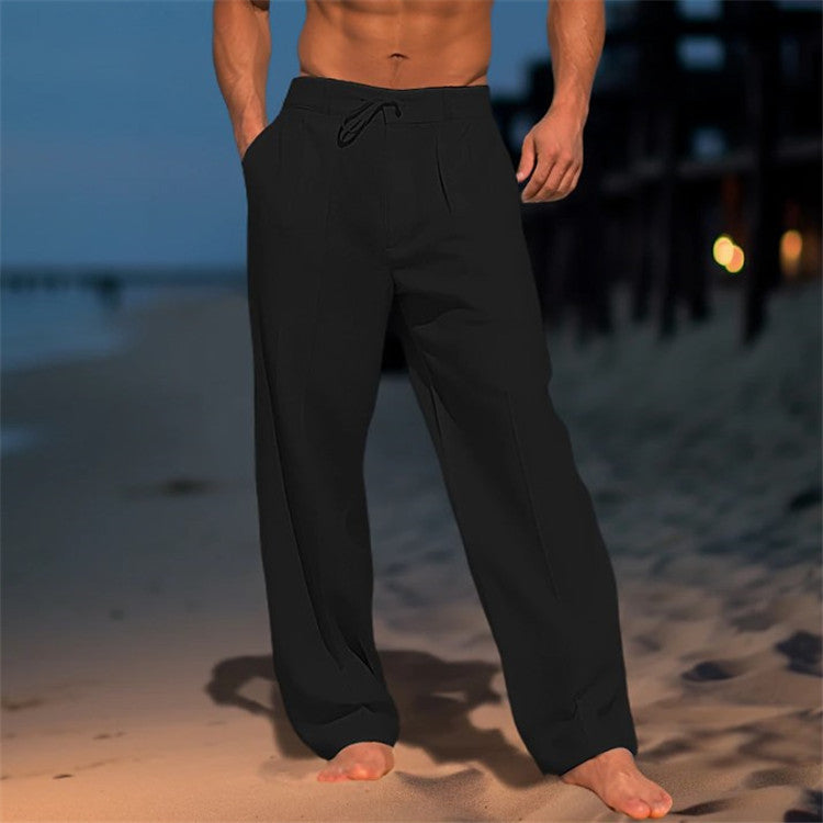 Justine - Pantalones de lino para hombre con cordón